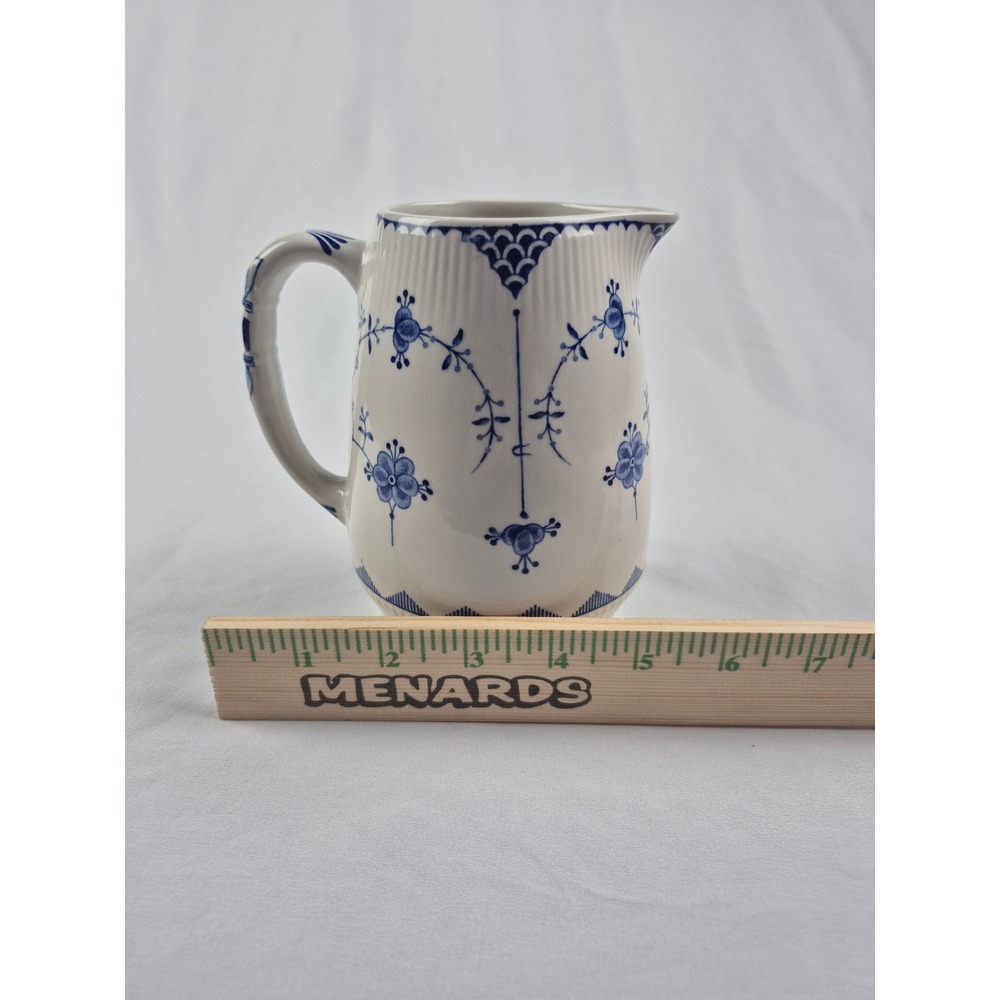 Furnivals Denmark Blue & White Ironstone Creamer Pitcher England Vintage Milk